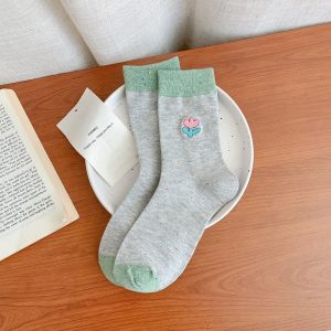 Trendy Color-Block Long Socks For Spring And Autumn