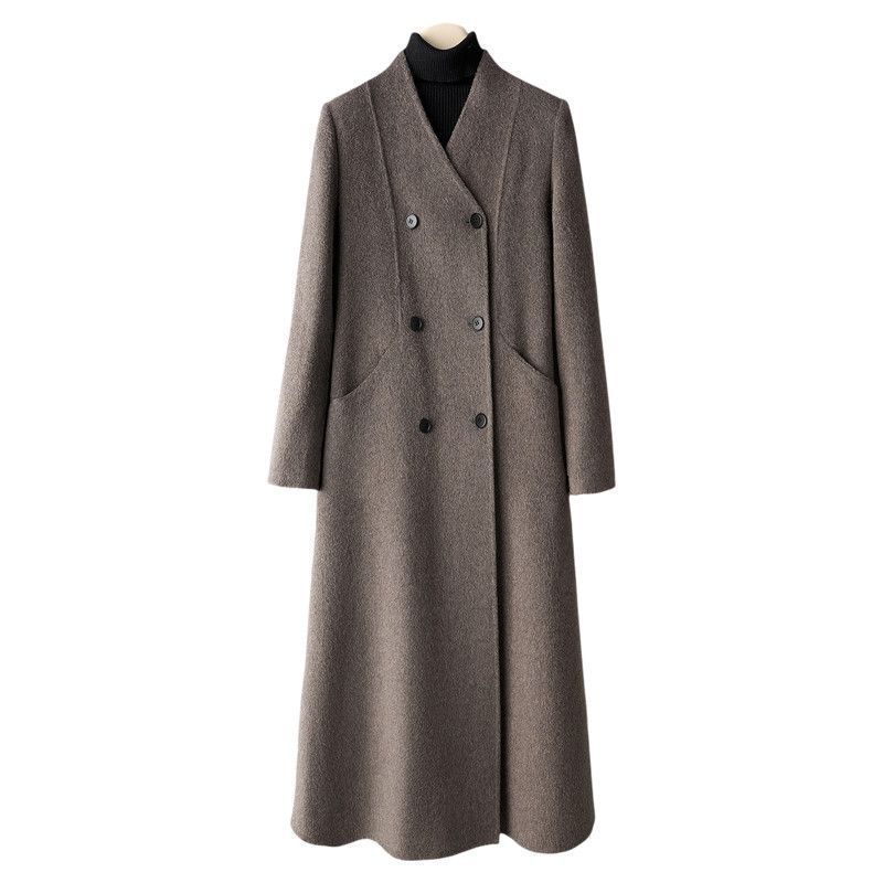 Mid-thigh-length Casual Double-breasted Wool Coat In Double-faced Wool - الصورة 5