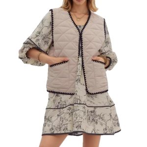 Autumn Winter Women's Cotton Padded Vest With Designer Style