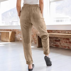 European And American Casual Pants Fashion Solid Color Corduroy Wide-leg Pants Women's Pants