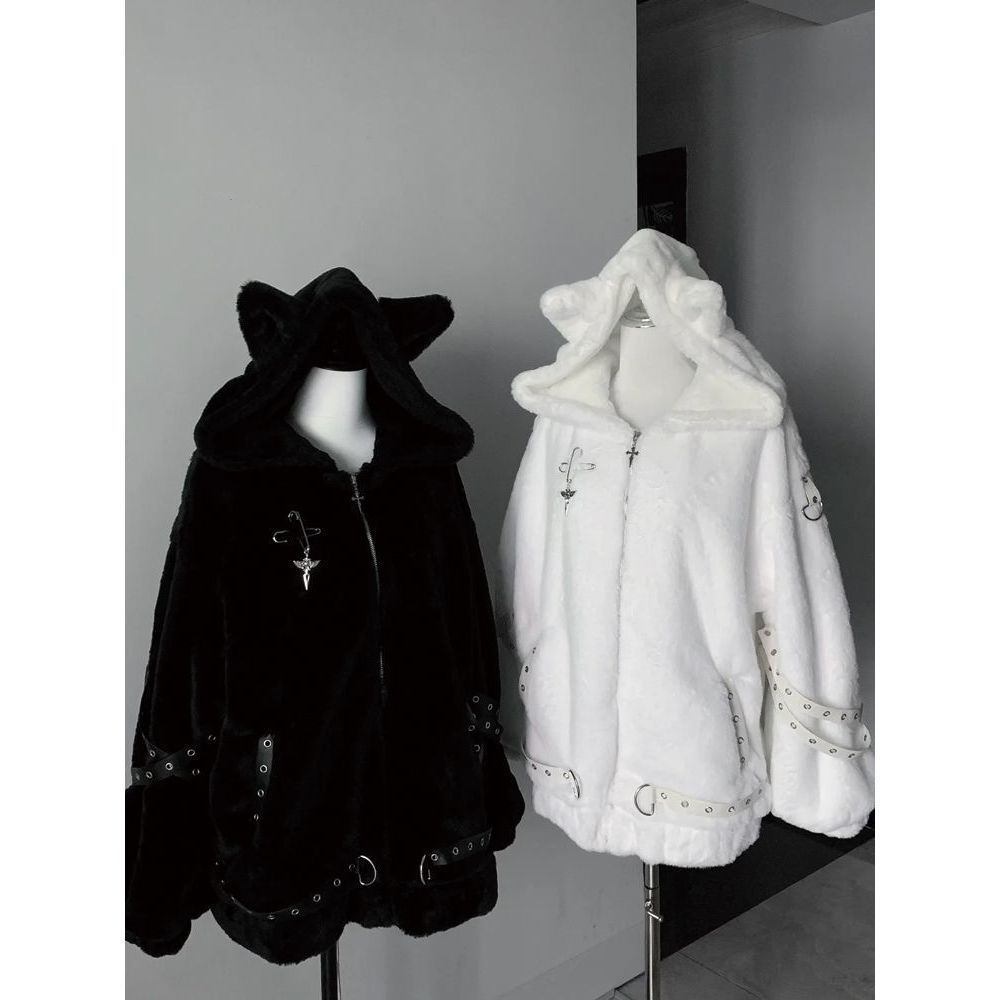Cute Sweet Cat-ear Coat Mid-length Outerwear - Image 2