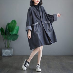 Womens Casual Vintage Loose Denim Jacket