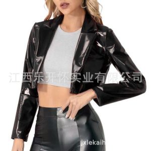 European And American Jacket Short Motorcycle Midriff Outfit Coat