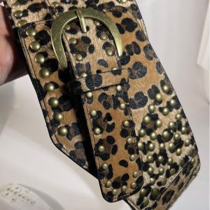 Chic AutumnWinter Horsehair Leopard-Print Fluffy Wide Belt