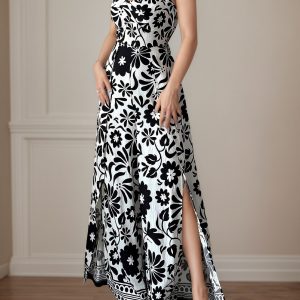 Elegant Womens Floral Print Wrap-Style Jumpsuit With Straps