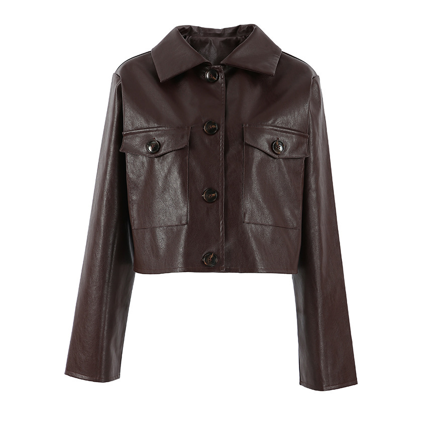 New Loose Slimming Locomotive Style Fashion Leather Coat - Image 5