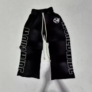 Womens All-Match Casual Loose Drawstring Pants With Letter Print