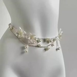 Ultra-girly Tassel Flower Pearl Waist Chainexclusive High-end Accessory For Stylish Waist Adornment