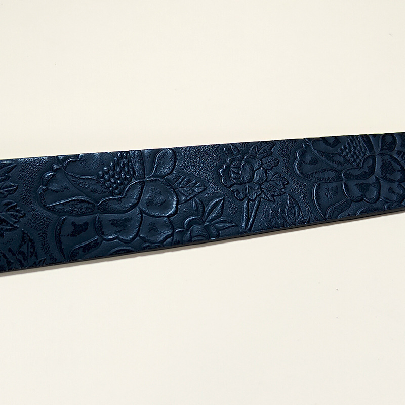 Personalized Skull And Rose Embossed PU Leather Belt - Image 3