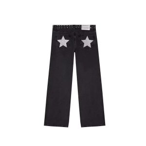 Loose Straight-leg Jeans With A Trendy Star Design For Women