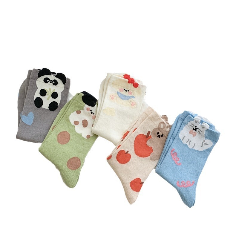 Polka-dot Color-blocked Boneless Cotton Socks - الصورة 5