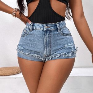 Sexy Casual Slimming Figure-flattering Denim Shorts