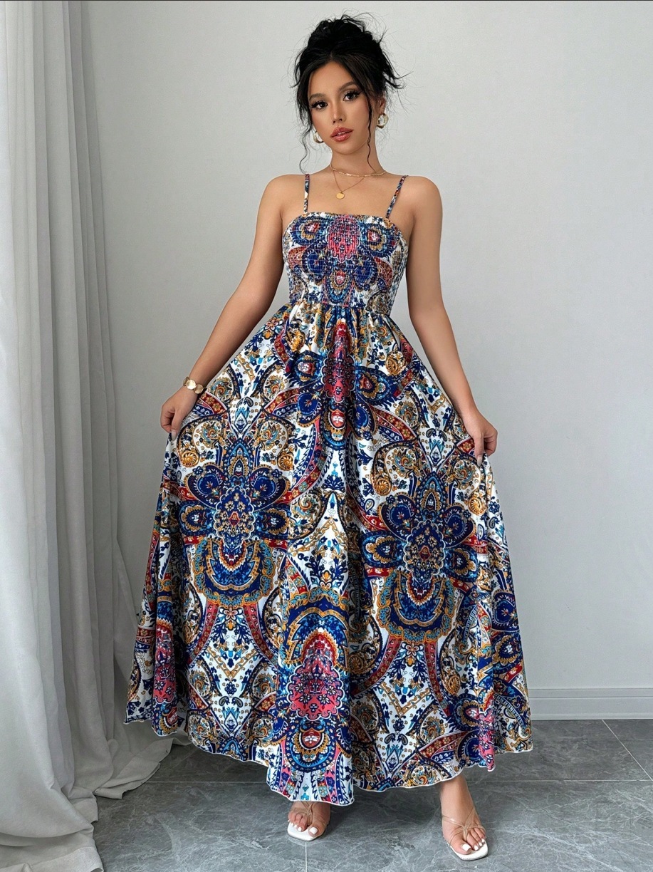 Mid Length Womens Printed Slip Dress - الصورة 2