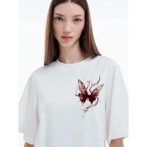 Womens Simple And Elegant Short-Sleeve Top With A Print