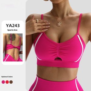 Cross-back High-elasticity Sports Bra With Built-in Chest Pads For Outdoor Running