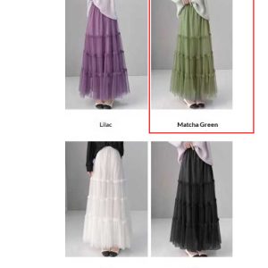 French-style Ruffled Mesh Panel Puffy Skirt