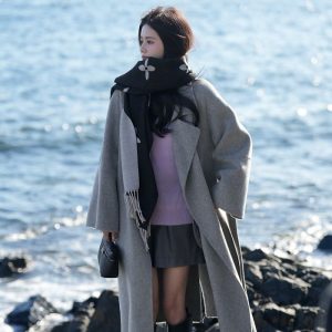 New Year Wool Coat With Down Liner For Women Long Style Outerwear