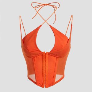 Womens Fashion Sheer Sexy Halter Strap Top