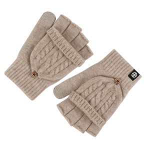 Flip-up Dual-use Half-finger Gloves For Womencold-proof And Warm-keeping