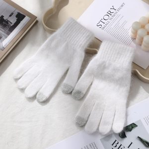 Winter Thickened Simulated Rabbit Fur Gloves Warm Mink Fur Riding Plain Five-finger Outdoor Skiing Cold-proof Gloves