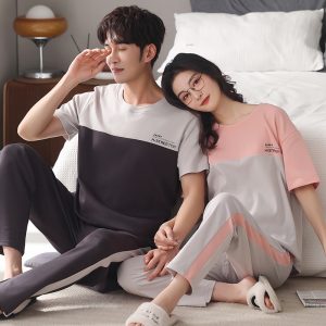 Couple Pajamas Men's Cotton Red Animal Year Trousers Short Sleeve Home Clothes Set