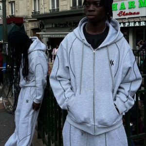 Street Hooded Cardigan Sweater Men's And Women's Same Loose Hooded Sweatpants Suit