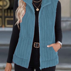 Women's Casual Versatile Lapel Zip Vest Top