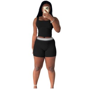 Stylish Casual Ribbed Patchwork Two-piece Set