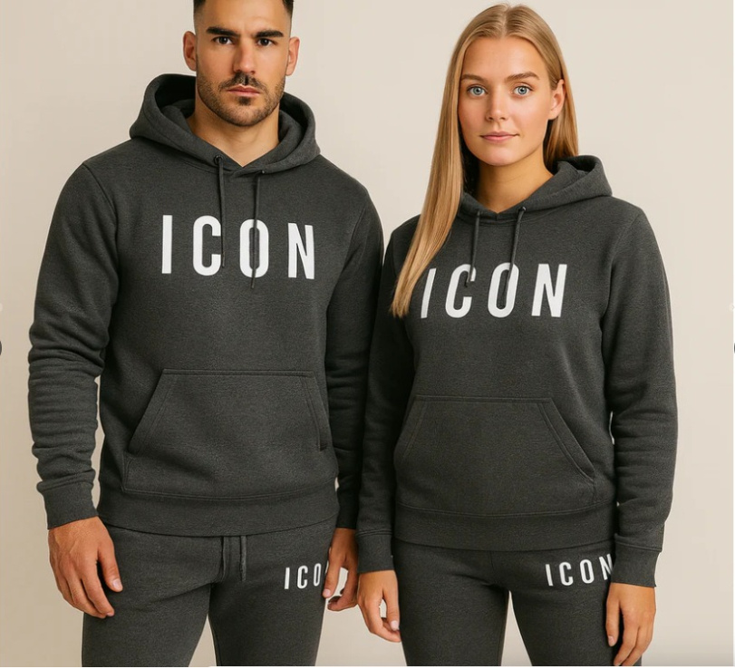 Stylish Letter-Printed Casual Fleece-Lined Sportswear Set - Image 3