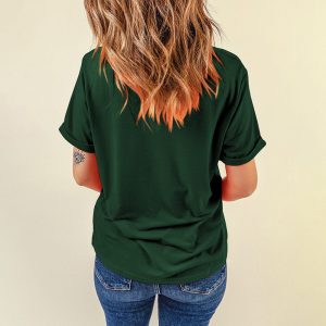 Solid-color Casual T-shirt Pullover Crew-neck Top For Women
