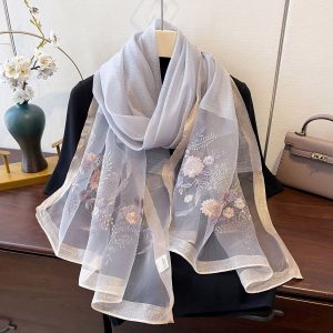 Fashionable Embroidered Long Jacquard Wrap Scarf