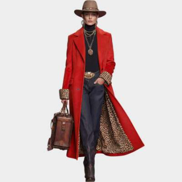 Patchwork Lace Gold Velvet Suit Long Coat Women's Wear - Image 6