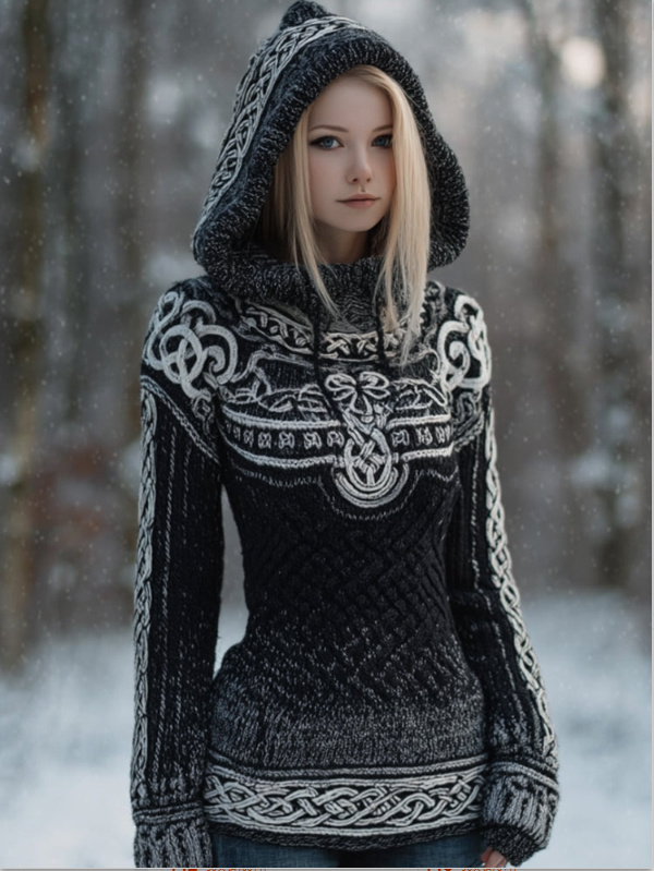Hooded Long-sleeve Sweater For Fallwinter Womens Wear - Image 2