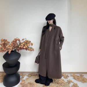 Long Double-sided Wool Coat In Korean Style