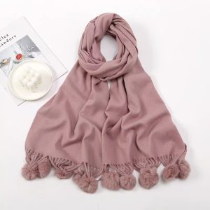 Solid Color Cashmere Like Scarf With Fleece Lining For Extra Warmth