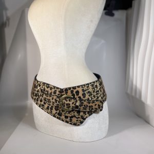 Chic AutumnWinter Horsehair Leopard-Print Fluffy Wide Belt