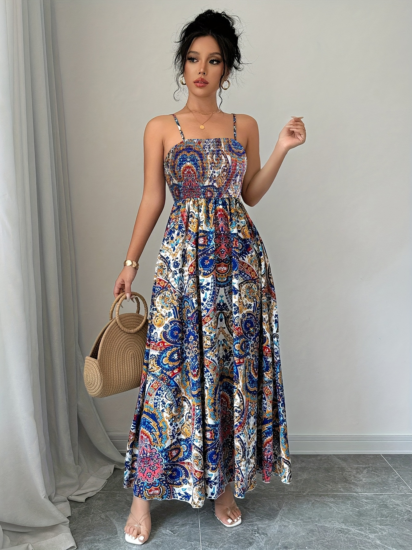 Mid Length Womens Printed Slip Dress - الصورة 3