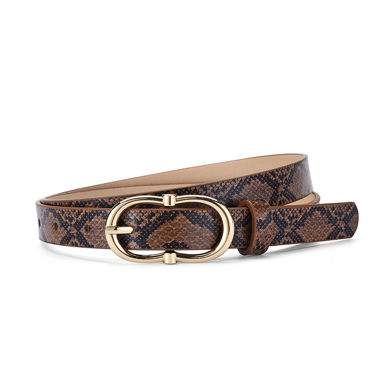 Simple And Versatile Snake Print Leather Belt For Women - الصورة 7