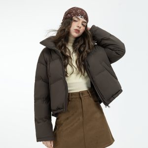 Womens Short Stand-collar Winter Down Jacket