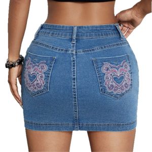 Hips-hugging Springsummer Denim Skirt For Workouts