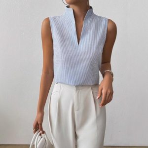 Stylish Minimalist Slim Fit Sleeveless Top For Women