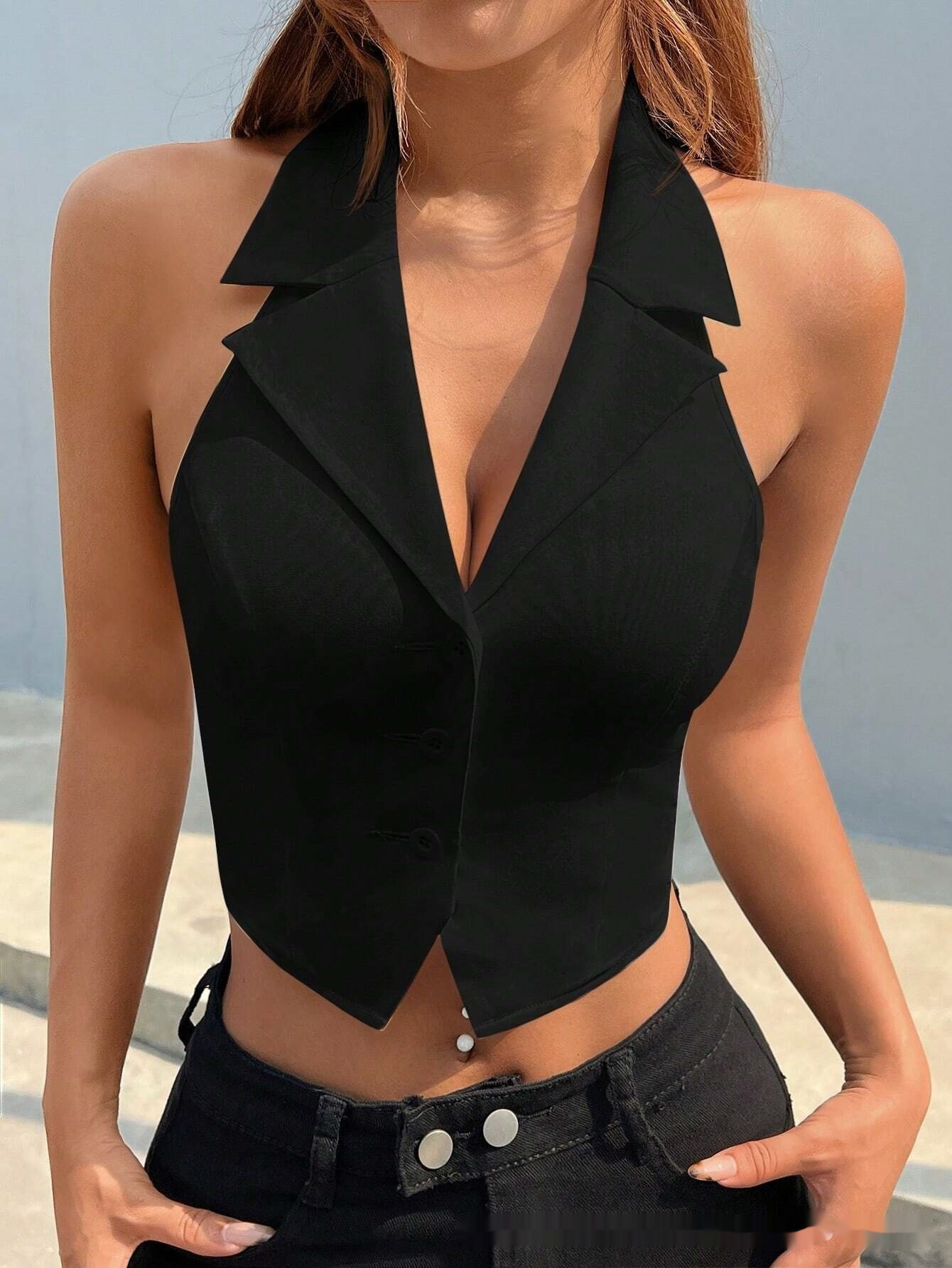 Women's V-neck Halter Vest Top - Image 3