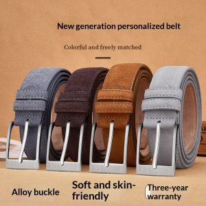 Wear-resistant Scratch-proof Pin-buckle Belt A Vintage Suede Casual And Business Waistband For Trousers