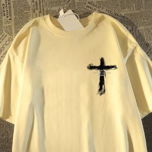 Womens Loose-fitting Short-sleeve Top With A Round Neck And Floral Print