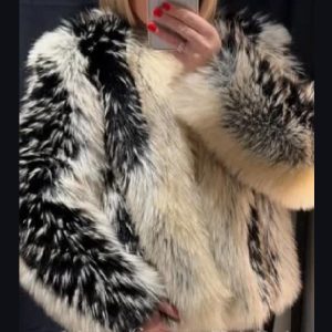 Arrival Multi-Color Short Fur Coat Trendy Padded Patchwork Fuzzy Jacket