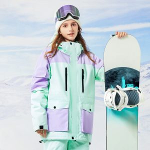 New Women's Color-blocked Ski Jacket For Single And Double Boards