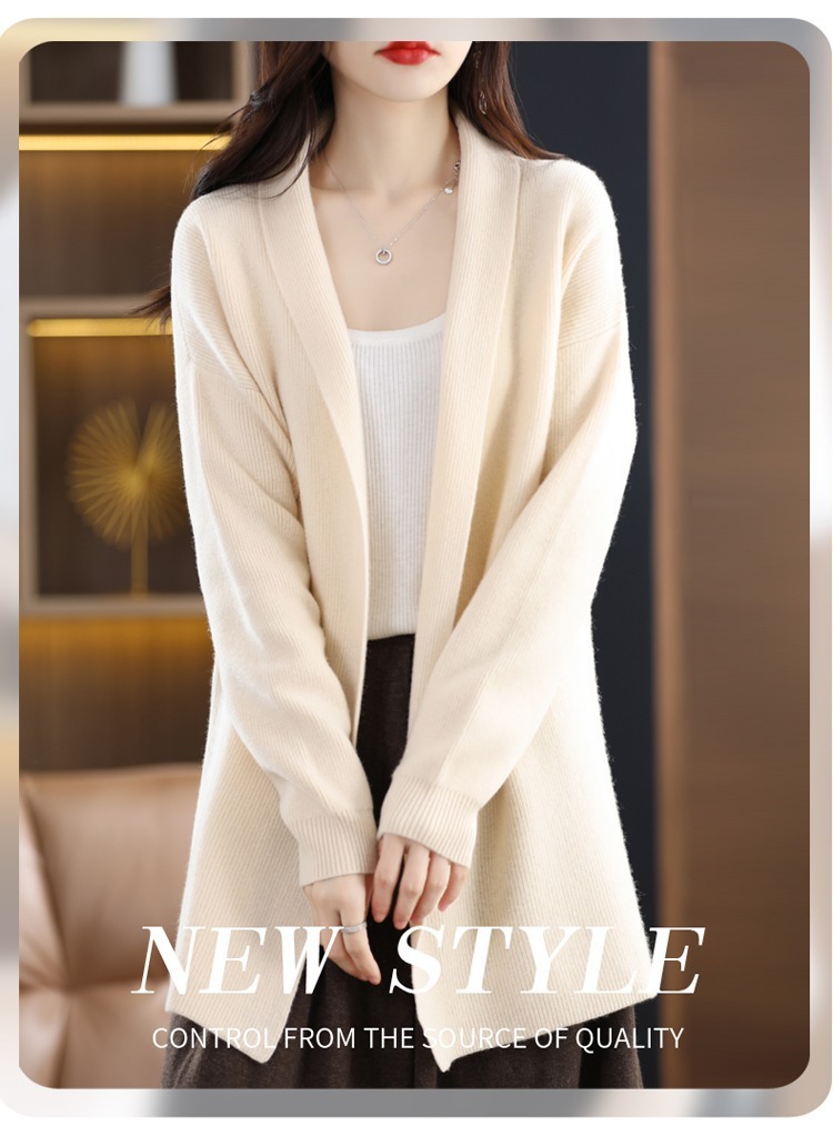 Womens Stylish Loose-fitting Mid-length Knit Cardigan - الصورة 6