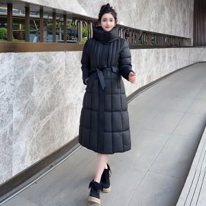 Plus-size Cotton Coat Features A Cinched Waist Design