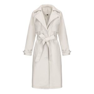 Women's Long, Loose-fit Classic Trench Coat With A Lapel And Belt