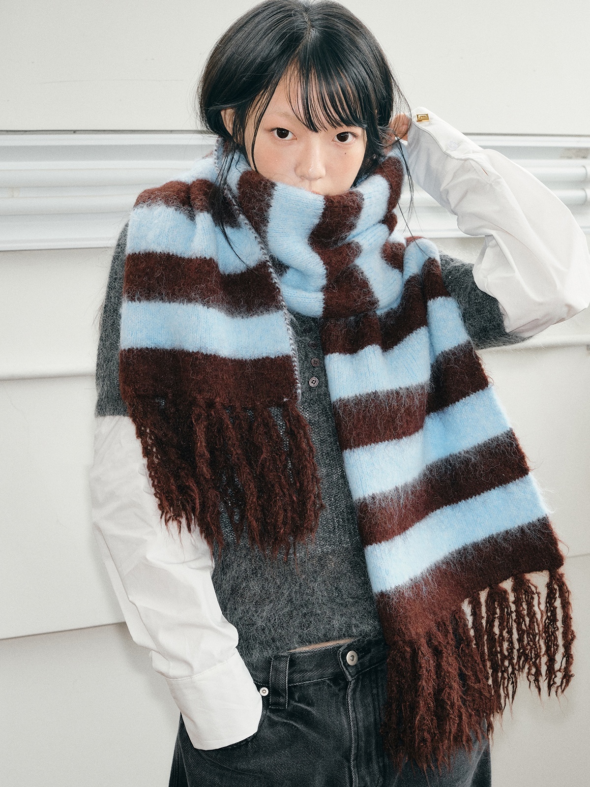 New Winter Warm Striped Scarf - الصورة 3